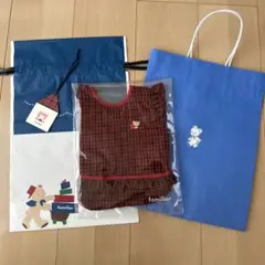 【新品】familiar お食事エプロン 赤チェック