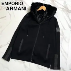 希少✨エンポリオアルマーニ ニット ジップアップ パーカー ライナー付き 黒 M