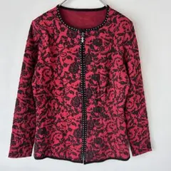セントヘレナ ノーカラージャケット クルーネック バラ柄 綺麗め 上品 M-L