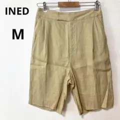 INED イネド ベージュ リネン混　ハーフパンツ キュロット 麻 膝上丈