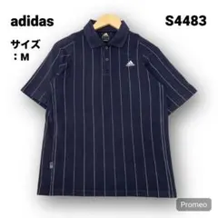 【即購入OK】adidas 半袖ポロシャツ サイズM ストライプ ネイビー