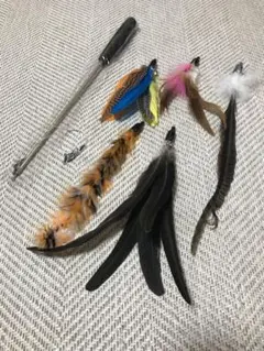 愛猫用伸縮スティックタイプ付け替え可能猫じゃらし・おもちゃ個セット