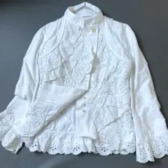 【美品】エルマンノシェルヴィーノ　高級 レースフリルブラウス シャツ イタリア製