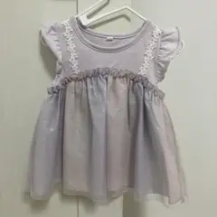 ラベンダーチュニック　フリル袖　サイズ100※要注意サイズ小さめ