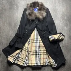 【美品】BURBERRY コート アウター ノバチェック 36 ファー 最高級