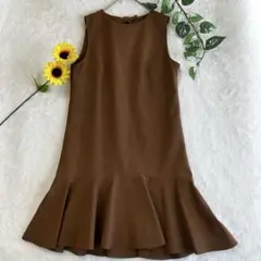 【美品】 クイーンズコート ノースリーブワンピース　ブラウン　バックリボン付き