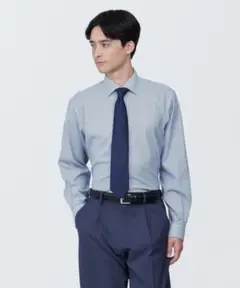 【新品タグ付き】無印良品　紳士　ノンアイロンセミワイドカラー長袖シャツ　L