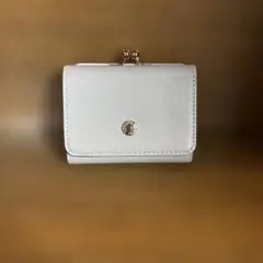 グレー レザー 三つ折り財布 ゴールド金具