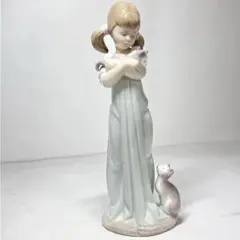 LLADRO リヤドロ 磁器人形 置物 『私のことも忘れないで』 少女と猫