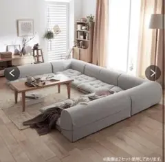 USED♡ふわふわクッションのコーナーローソファ3点セット グレー