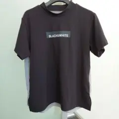 BLACK&WHITE レディース半袖モックネックシャツ Lサイズ　黒とグレー