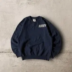 USA製U.S.NAVY両面プリントスウェット前VガゼットSOFFE社ネイビーS