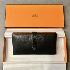 エルメス HERMES ベアン スフレ 二つ折り財布 黒