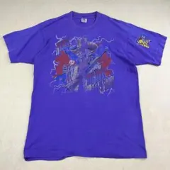 90s フルーツオブザルーム Tシャツ パープル アメリカ南軍旗 ドクロ