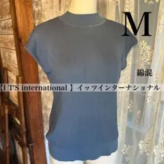 レディーストップス　ノースリーブ　リブニット　青　ブルー　M