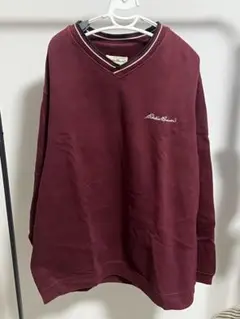 Eddie Bauer バーガンディ Vネック スウェット