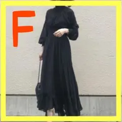 シフォンドレス ロングワンピース 結婚式 二次会 パーティー フォーマル 黒