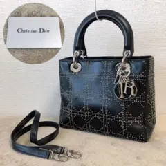 Christian Dior レディディオール スタッズ 2way レザー 黒