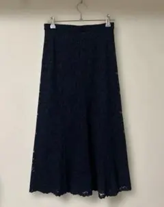 UNIQLO ユニクロ　ネイビー　紺色　レース　フレアスカート　ロングスカート