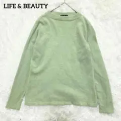 【L&B】カシミヤ100% ニット セーター(M)洗える フェミニン グリーン