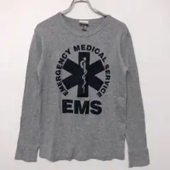 RESCUE SQUAD 古着 EMS ロゴプリント ワッフル調長袖トップス