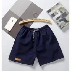 ワンポイント シンプル ショートパンツ ショーツ XL ネイビー男女兼用 新品