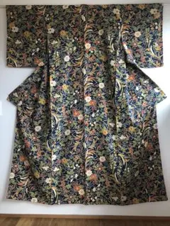花・実・葉模様 小紋 しつけ糸付き