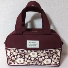 インド刺繍リボン　平頭カマボコボストン　ワイン