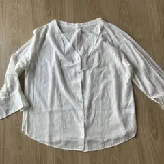 IENA ホワイト Vネック シャツ 長袖