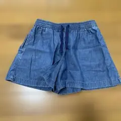 UNIQLOユニクロ　デニムブルー ショート丈キュロット125〜135㎝