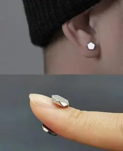 ひし形 マグネット ブラック メンズ 菱形 磁石 穴なし ピアス 片耳用