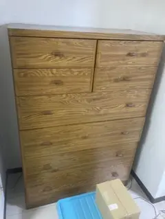 直接引き取り 木目調 引き出しチェスト 洋服タンス 約130cm
