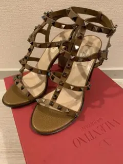 VALENTINOロックスタッズ サンダル 茶色 size38