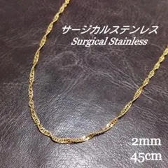 【サージカルステンレス】スクリューチェーン ネックレス a0059 ゴールド