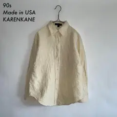 90s アメリカ製 シルクシャツ ベージュ カレンケーン シルク100%