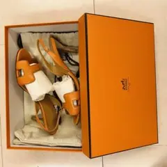 エルメス サンダル オレンジ色 24cm 7.5センチヒール 未使用に近いです