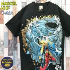 MARVEL　HUF　マーベル　ハフ　Tシャツ　スパイダーマン　ハルク　デカロゴ