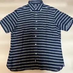 SCENE 麻 半袖シャツ ネイビー