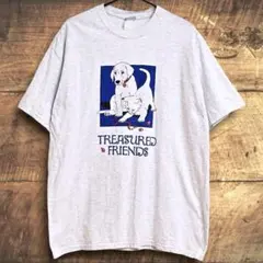 00s ヘインズ　犬 ドッグ 猫 ねこ　アニマル Tシャツ　XL　ライトグレー