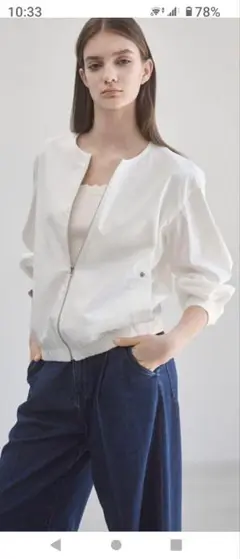美品ホワイト 麻ジャンパージャケット