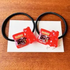 no12 お菓子パッケージ&グミベアヘアゴム2本セット ハンドメイド