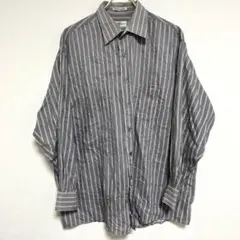 ヴァンヒューゼン VAN HEUSEN us古着 長袖シャツ ストライプ グレー