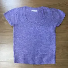 grove パープル 半袖ニットセーター　Mサイズ