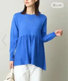 ペプラムニットプルオーバー a.v.v BLUE L