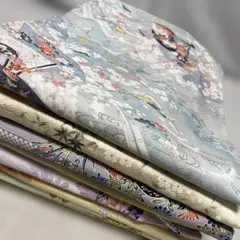 ま-672 着物　和柄　ポリエステル　洗える着物　まとめ売り　8枚