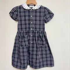 アートレター ワンピース 半袖 丸襟 チェック 130cm