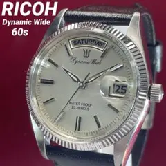 60s RICOH ダイナミックワイド 純正尾錠 フルーテッドベゼル 腕時計 デッドストック リコー ダイナミック ワイド エイト 21石