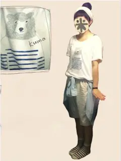 ニコアンド アメコットン クマTシャツ ゆったり F
