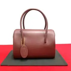 極 美品 カルティエ マストライン カーフレザー ミニ ボストン ハンドバッグ