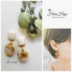 №1846 ❁¨̮ マーブルパーツの大ぶりピアス・イヤリング